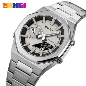 Skmei - 1816 - Dual Display luminous waterproofs 50+ timezone - Silver/Black image 0
