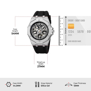 SKMEI - M036 - Automatic Movement Skeleton Dial - silver-silica gel image 3