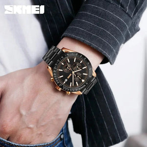 SKMEI - 9253 - Elite Chronograph Watch - Rosegold/Black-Steel image 2