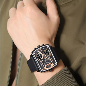 SKMEI 2229 Multi-Zone Analog Digital Sports Watch - Black/Black-Leather image 4