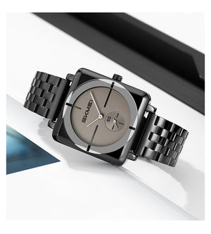 Skmei - 2413 - Minimal Elegant Square Design - Black/Titanium image 1