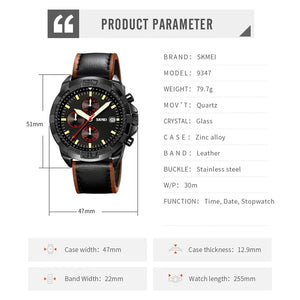 SKMEI - 9347 - Chronograph High Quality Luxury Watch - Black/Black image 4
