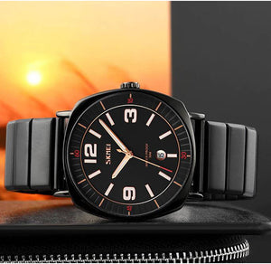 SKMEI - 9280 - Slim Steel Analog Quartz Watch - black/black image 1