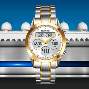 SKMEI - 2381 - Qibla Azan Time Reminder Prayer Watch - gold/silver image 1