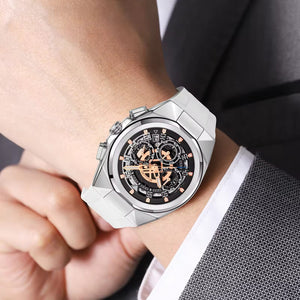 SKMEI - 9377 - Sporty Multi-Function Quartz Watch - silver/white image 2