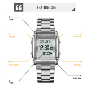 SKMEI - 2277 - Qibla Azan Time Reminder Prayer Watch - silver image 4