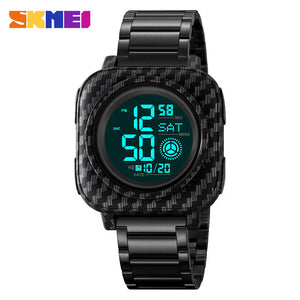 SKMEI 2131 Square Dial Digital Dual Time Watch - carbonfiber image 2