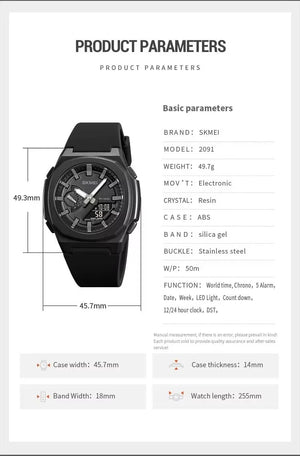 Skmei - 2091 - Digital Analog - Black/White-White image 3
