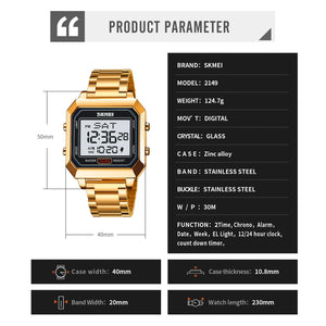 Skmei – 2149 – Metal Digital Watch – Gold image 6
