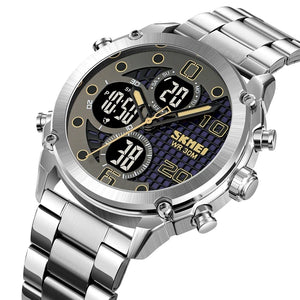 Skmei - 1975(chain)- 30m Waterproof Mutifunctional - Silver/Black-Steel image 0