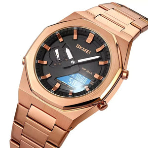 Skmei - 1816 - Dual Display luminous waterproofs 50+ timezone - RoseGold/White image 6