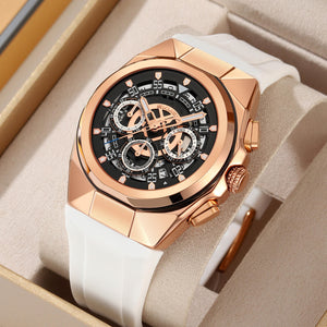 SKMEI - 9377 - Sporty Multi-Function Quartz Watch - rosegold/white image 1
