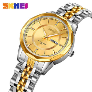 SKMEI - 9268 - Quartz Stainless Steel Luxury Analog Watch - Golden image 1
