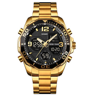 Skmei - 1649 - Rotatable Ring Quartz MultiFunctional Watch - Gold image 1