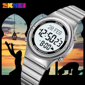 Skmei - 2200 - Qibla Azan Time Reminder Prayer Watch - silver image 0