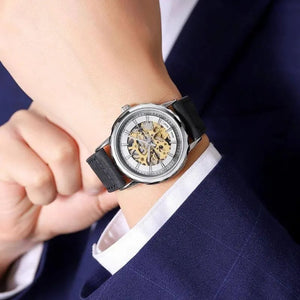 SKMEI - M035 - High Quality Mechanical Watch - silver-black Leather image 2