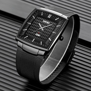 SKMEI - 9311 - Elegant Square Quartz Mesh Edition Watch - black/black image 2