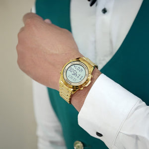 SKMEI - 2097 - Qibla Azan Time Reminder Prayer Watch - gold/white image 2