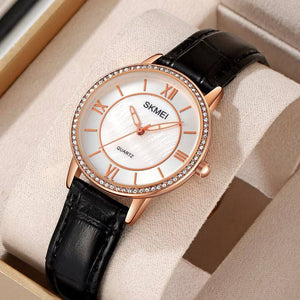 Skmei - 2253 - Diamond Decorated Lady Gold Watch - RoseGold/Black image 1