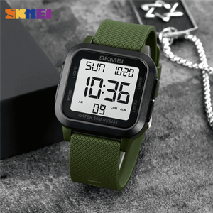 SKMEI 1894 Classic Digital Square Watch - ArmyGreen/white
