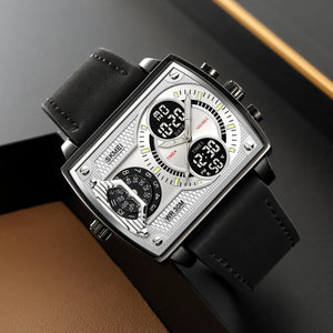 SKMEI 2229 Multi-Zone Analog Digital Sports Watch - black/silver/leather image 1