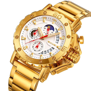 SKMEI - 9344 - Multifunctional Calendar Chronograph Sports Quartz Watch - gold/silver image 1