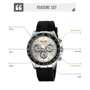 SKMEI - 2505 - Electronic Quartz Dual Display Watch - silver/gray-silica gel image 1