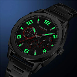 SKMEI - 9350 - 3ATM Waterproof Men Business Watch - Black/Black image 3