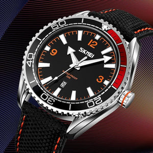 Skmei - 9291 - Fashion Business Genuine Strap Waterproof - Orange image 3