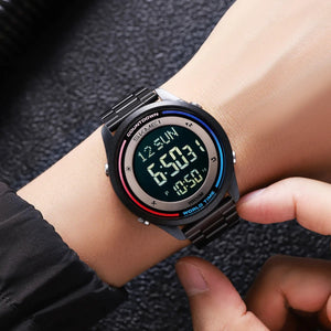 SKMEI 2412 Digital Countdown World Time Sports Watch - black/steel image 4