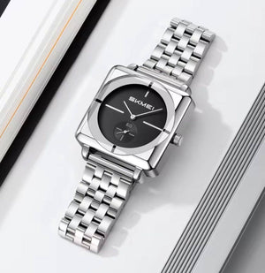 Skmei - 2413 - Minimal Elegant Square Design - Silver/Black image 2