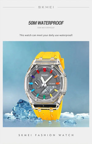 Skmei - 2100 - World Time 50m Waterproof - Yellow image 5