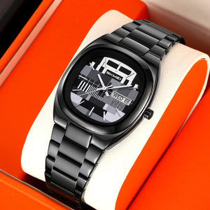 Skmei – 9375 – Business Gentleman Vintage Watch – Black/Grey image 2