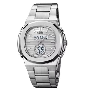 Skmei - 2279 - Dual Time Stainless Steel Watch - Silver/Silver image 0