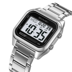 Skmei – 2478 – Digital Sports Stainless Steel Watch – Silver/White image 0