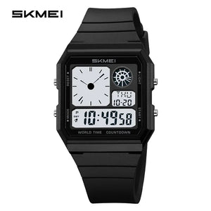 SKMEI - 2347 - Digital Sports Countdown Waterproof Watch - Black/White image 1