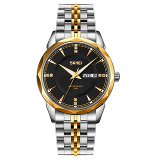 SKMEI - 9268 - Quartz Stainless Steel Luxury Analog Watch - silver/gold-black image 3