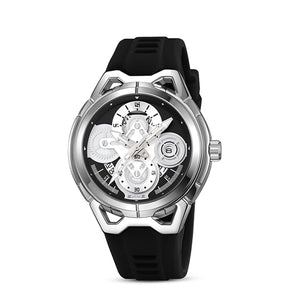 SKMEI - 9349 - Silicone Quartz Luxury Watch - Silver/Black image 1
