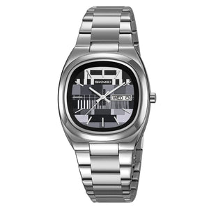 Skmei – 9375 – Business Gentleman Vintage Watch – Silver/Gray image 1