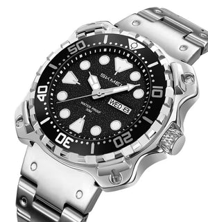 Skmei – 9385 – Luxury Stainless Steel Watch – Silver/Black image 1