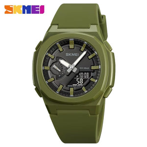 Skmei - 2091 - Digital Analog World Time Watch - ArmyGreen/Black image 2