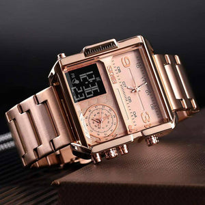 Skmei - 1584 - Sports Quartz Waterproof Tiple time - RoseGold-Steel image 1