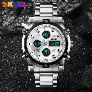 Skmei – 1389 – Dual Display Waterproof Business Watch - Silver/Silver image 4