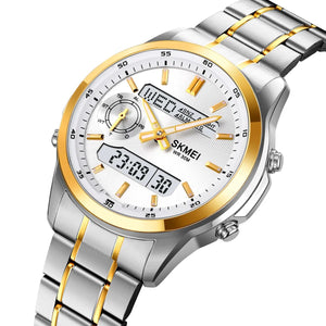 SKMEI - 2284 - World Master Dual Display Watch - Silver/Gold image 0