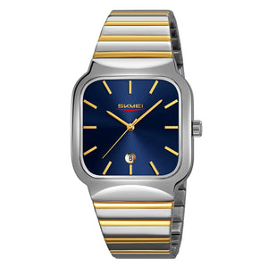 Skmei - 9361 - Luxury Square Men Quartz Watch Waterproof - silver/Gold-blue image 2