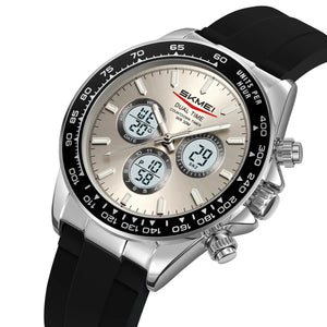 SKMEI - 2505 - Electronic Quartz Dual Display Watch - silver/gray-silica gel image 0