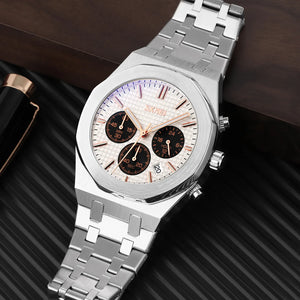 SKMEI - 9296 - Analog Stainless Steel Chronograph Quartz Watch - silver/silver image 2