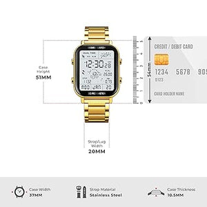 Skmei - 1888 - Digital Dial Step Count Pedometer Stainless Steel Watch - Gold image 6