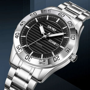 Skmei - 9293 - Premium Steel Quartz Performance Watch - silver black image 1