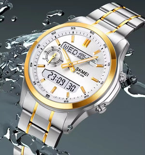 SKMEI - 2284 - World Master Dual Display Watch - Silver/Gold image 2